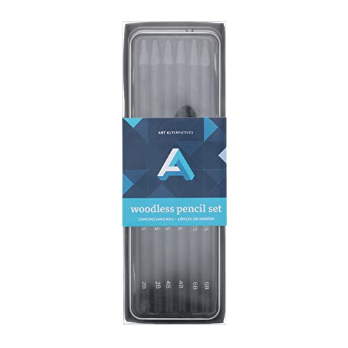 Art Alternatives Woodless Graphite Pencil Art Tin Set, 6-Pieces - 2B, 4B, 6B soft grade pencils for drawing and sketching