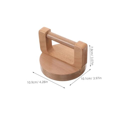 KHBUAB Beech Wood Printmaking Baren Round Ergonomic Handle and Cleaning Cloth, Wooden Lino Printing Press Tool for Beginner and Professional Block Printing Artists