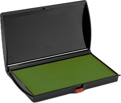 Large Premium Olive Green Ink Stamp Pad - 3" by 6" - Quality Felt Pad - Case with Closing snap - color: Olive Green, size: 3" x 6"