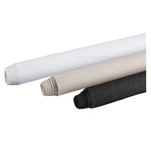 0.57x5M White Black Cotton and Linen Blend Canvas Roll,Blank Oil Painting(White 0.57x5M) - size: White 0.57x5M