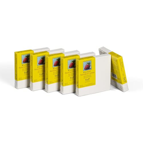 Strathmore 300 Series Traditional Stretched Canvas Pack, 5x5 inch, 6 Pack, Art Canvas for Students Professionals - size: 5x5 inch, style: Traditional Profile