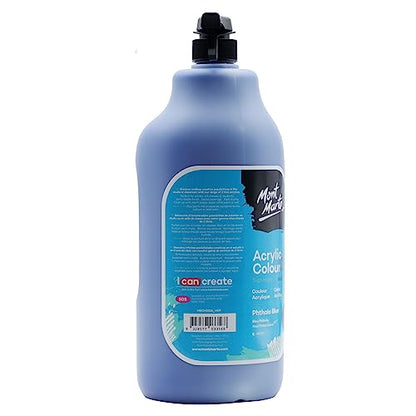 Mont Marte Discovery School Acrylic, Phthalo Blue, 1/2 Gallon (2 Liter). Ideal for Students and Artists. Excellent Coverage and Fast Drying. Pump Lid Included. - color: Phthalo Blue