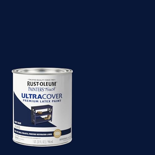 Rust-Oleum Brush On Paint 1922502 Painters Touch Latex, 1-Quart,Acrylic (Pack of 1), Gloss Navy Blue, 32 Fl Oz - color: Gloss Navy Blue, size: 1 Quarts (Pack of 1)