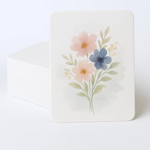 Moriquill 5x7 Watercolor Paper Cards, 300 GSM Cold Press, 100 Sheets, Acid-Free Natural White, Hand-Rounded Corners, Textured for Watercolor, Postcards & Journaling - size: 5 x 7