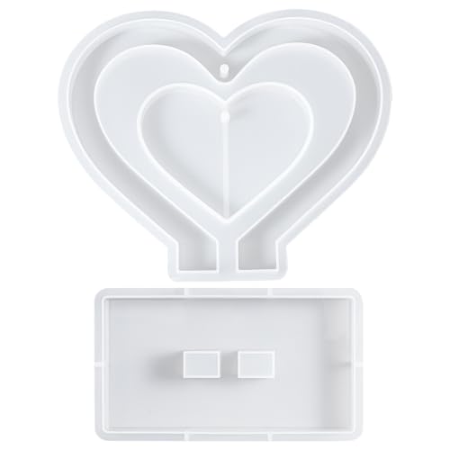 Heart Resin Mold 2 PCS Heart Shape Molds for Epoxy Resin Love Shape Silicone Molds Large 3D Picture Frame Epoxy Mold for DIY Table Home Decor Casting Art Craft Valentine Christmas Gifts