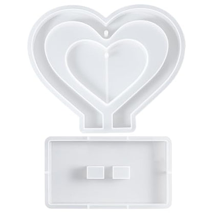 Heart Resin Mold 2 PCS Heart Shape Molds for Epoxy Resin Love Shape Silicone Molds Large 3D Picture Frame Epoxy Mold for DIY Table Home Decor Casting Art Craft Valentine Christmas Gifts