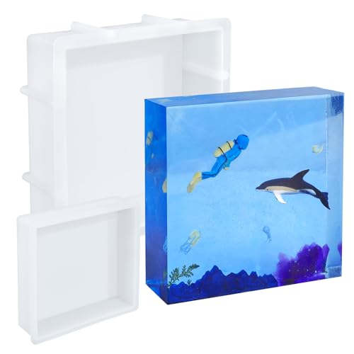 KISREL Large Square Resin Molds, Square Silicone Mold for Epoxy Resin, Large Mold for Flower Preservation, Deep Pour Molds for Furniture Decoration, DIY Wedding Bouquets, Valentine's Day Gifts - size: Square Resin Molds