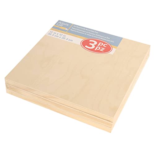 3 Pack 12" x 12" Wood Canvas Cradled Panel Boards by Artist's Loft - size: 12" x 12" (3 Pack)