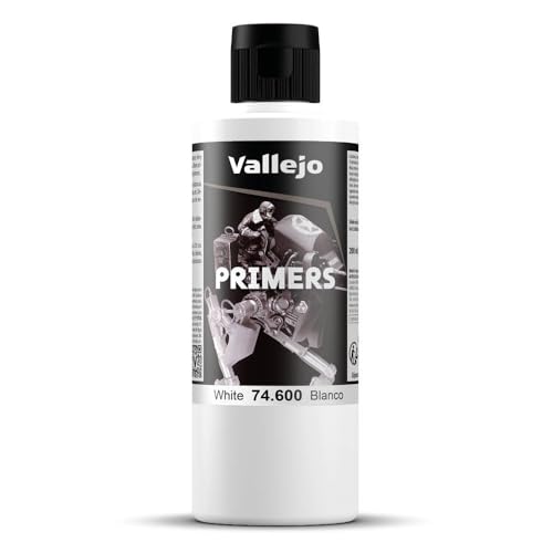 Vallejo - Bundle White Acrylic Surface Primer 200 ml (6.76 fl.oz.) + Airbrush Thinner for Acrylic Paints 200 ml. (6.76 fl.oz.)