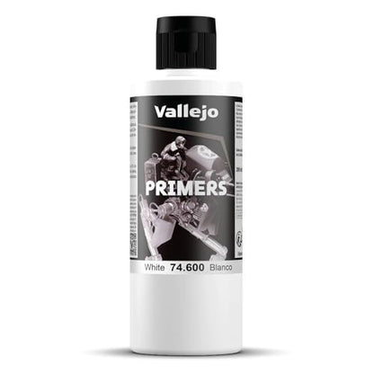 Vallejo - Bundle White Acrylic Surface Primer 200 ml (6.76 fl.oz.) + Airbrush Thinner for Acrylic Paints 200 ml. (6.76 fl.oz.)