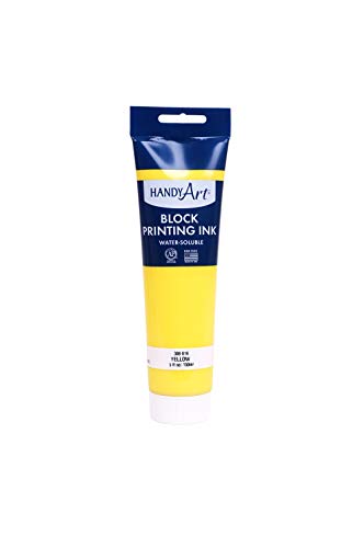 Handy Art Block Printing Ink, Yellow, 5 oz Tube, Water-Soluble | Highly Pigmented Vibrant Opaque Color with Superior Transfer Tack, Water Soluble, Certified Safe & AP Non-Toxic, Made in USA - color: Yellow, size: 5 Fl Oz