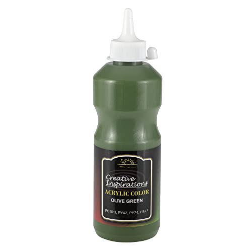 Creative Inspirations Acrylic Paint - Olive Green - 500mL - 2 Pack - Smooth & Creamy Consistency, Vibrant Pigmentation, Great Coverage for Artists - Clean Up with Soap & Water - color: Olive Green, size: 16.91 Fl Oz (Pack of 2)