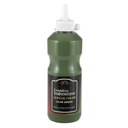 Creative Inspirations Acrylic Paint - Olive Green - 500mL - 2 Pack - Smooth & Creamy Consistency, Vibrant Pigmentation, Great Coverage for Artists - Clean Up with Soap & Water - color: Olive Green, size: 16.91 Fl Oz (Pack of 2)
