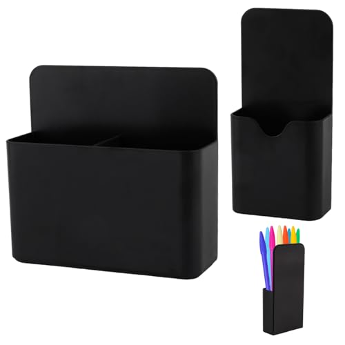 KITANIS Magnetic Pen Holder,2 Pack Magnetic Dry Erase Marker Holder with Generous Compartments,Strong Magnet Storage Marker Pen Pencil Organizer for Refrigerator,Whiteboard,Locker Accessories - color: Black