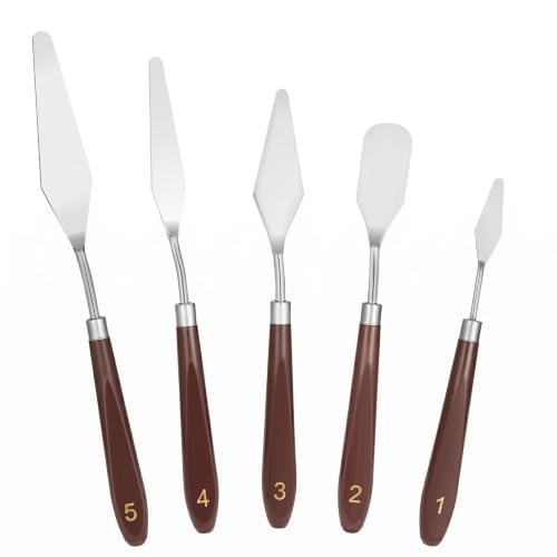5 Pcs Oil pastel scraper Palette Knife Set, Stainless Steel Painting Spatula Tools for Acrylic Oil Canvas, Art Paint Mixing & Texture Creation Supplies
