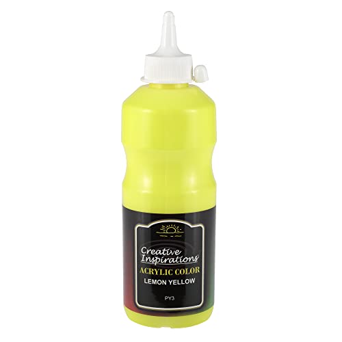 Creative Inspirations Acrylic Paint - Lemon Yellow - 500mL - 2 Pack - Smooth & Creamy Consistency, Vibrant Pigmentation, Great Coverage for Artists - Clean Up with Soap & Water - color: Lemon Yellow, size: 16.91 Fl Oz (Pack of 2)