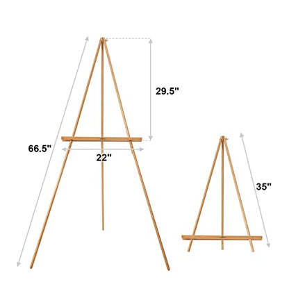 Falling in Art 65" A-Frame Tripod Easel Stand, Wooden Display Easel with Adjustable Canvas Holder, Floor Easel for Wedding Signs, Posters, Paintings, Artwork(Natural) 2 Pack - color: Natural-2 Pack