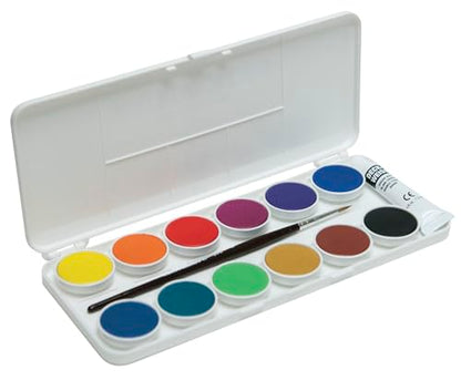 Grumbacher Opaque Watercolor Set, 12 Colors & Brush - color: 12 Colors & Brush, style: Opaque