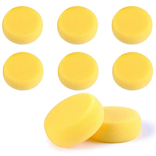 WAFJAMF 8 Pcs Round Painting Sponge 2.96inch Yellow Artist Sponges Watercolors Sponges for Face Painting Art Crafts - size: 8PCS