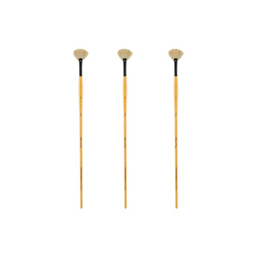 Creative Mark Mimik Hog Professional Synthetic Hog Bristle Paint Brush- Versatile Alternative to Natural Hog Hair Paint Brushes for Oil Painting, Acrylics, Inks, Gouache, Watercolors- Fan # 2-3 Pack - size: Fan # 2