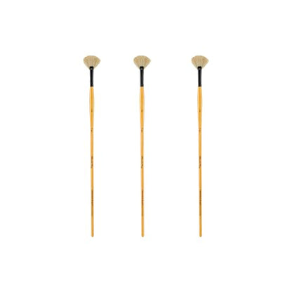 Creative Mark Mimik Hog Professional Synthetic Hog Bristle Paint Brush- Versatile Alternative to Natural Hog Hair Paint Brushes for Oil Painting, Acrylics, Inks, Gouache, Watercolors- Fan # 2-3 Pack - size: Fan # 2