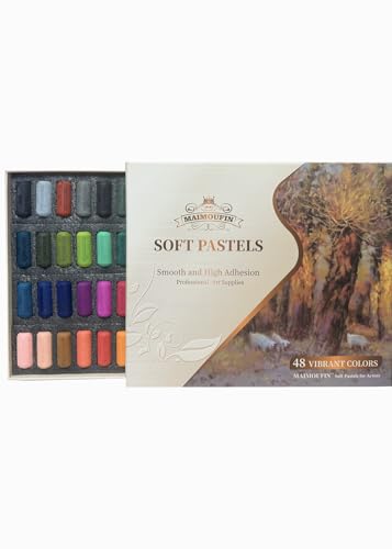 Soft Pastels for Artists Highly Pigmented Sticks 48 Vibrant Colors Professional Grade Art Supplies Smooth Blendable Pastels Set for Drawing,Painting Artists,Beginner