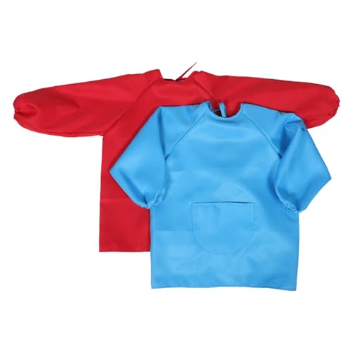 2pcs Long Sleeve Waterproof Painting Aprons with Pocket, Comfortable Polyester Material, Stain Prevention for Cooking and Art Activities, Full Coverage Aprons