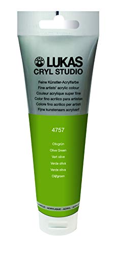 Lukas CRYL Studio Artist Acrylic Paint, Olive Green, 125 ml Tube - High Pigment Acrylic Paints for Canvas Painting, Large Scale Works - Medium-Viscosity, Water-Mixable, Fast Drying - color: Olive Green, size: 4.23 Fl Oz (Pack of 1)