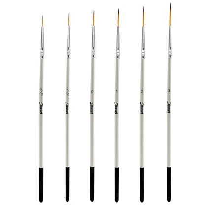 Sdanart Script Liner Paintbrush 6 PCS Highly Flexible Liner Brush Extra Long Fine Point Tip Pinstriping Scroll Outlining Brush for Acrylic Watercolor Oil Gouache