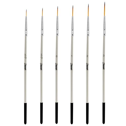 Sdanart Script Liner Paintbrush 6 PCS Highly Flexible Liner Brush Extra Long Fine Point Tip Pinstriping Scroll Outlining Brush for Acrylic Watercolor Oil Gouache