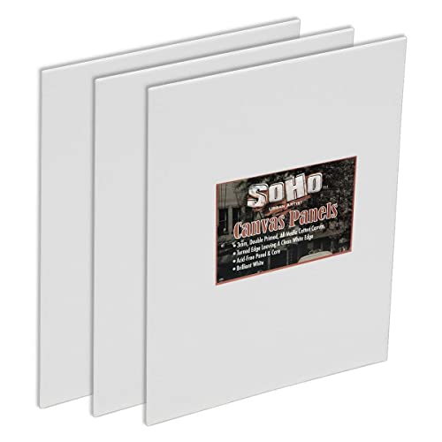 SoHo Artist Cotton Canvas All Media Panels - 12x12-3 Pack of Double Primed Cotton Acid-Free Panels Bonded Canvases for Paintings, Artwork and More - size: 12x12