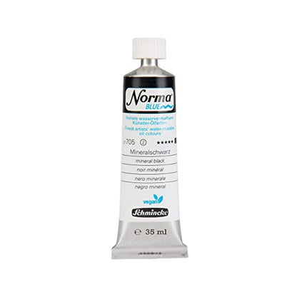 Schmincke - NORMA® Blue, 21705009, finest water-based artists' oil colors, highly pigmented, lightfast, vegan, mineral black, 35 ml - color: 705 mineral black