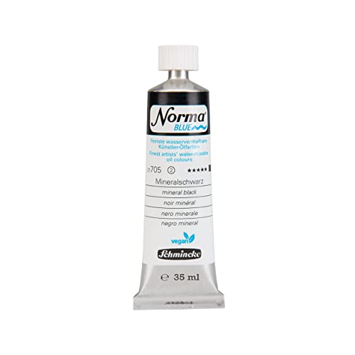Schmincke - NORMA® Blue, 21705009, finest water-based artists' oil colors, highly pigmented, lightfast, vegan, mineral black, 35 ml - color: 705 mineral black