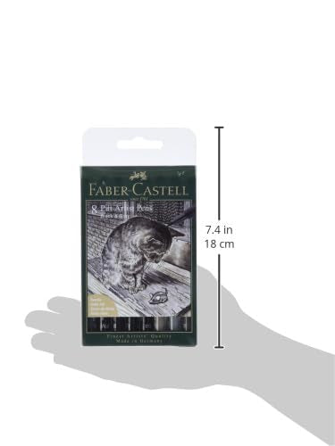 Faber-Castell Pitt Artist Pen, Black & Grey, B, F, 1.5, FM, 167171 Ink Pen, Pack of 8 - size: 8 Count (Pack of 1), style: Modern