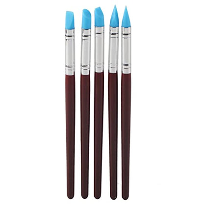 5Pcs Rubber Tip Paint, Silicone Clay Tools, Delicate Durable Silicone Pen Head Smooth Handle Color Shapers Brushes for Clay Sculpture Pottery DIY Shaping Carving Tool