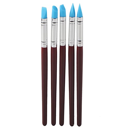 YUYTE Hand Building Tools [2024 Model 5pcs Rubber Tip Paint for Clay Sculpture Pottery DIY – Silicone Carving Tool for Shaping – Ideal for Artists, 17.5cm/6.1in Length