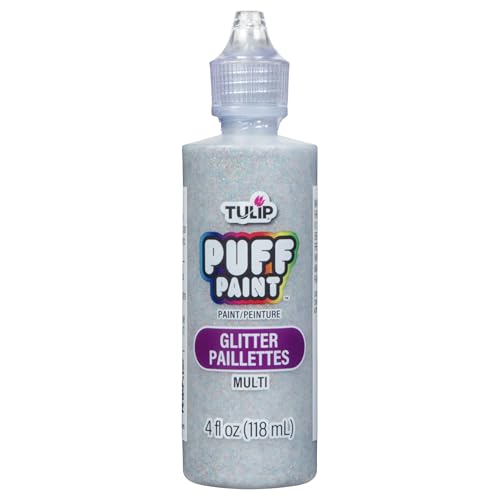 Tulip Puff Fabric Paint, Permanent Craft Paint for Clothes, DIY Projects, Notoxic, 4 fl oz, Glitter Multicolor - color: GLITTER MULTI, size: 4 Fl Oz (Pack of 1)