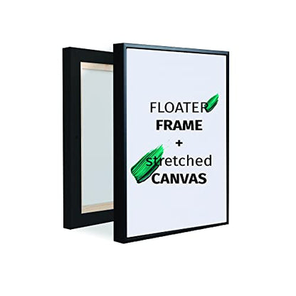 Combo Pack: Floater Frame + 8x24 inch Stretched Canvas for Painting, 1-3/8" Frame + 3/4" Blank Canvas 12oz Primed 100% Cotton Canvas Fabric (Rustic Gray, 8 x 24 inch) - color: Rustic Gray, size: 8 x 24 inch