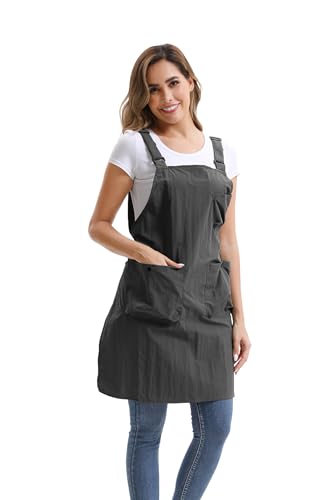 Nanxson Kitchen Apron for Women,H Style Cooking Apron with 3 Pockets | Waterproof material,pocket with buckle,adjustable waist strap,work apron for kitchen art painting gardening - color: Black