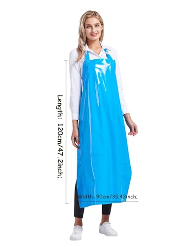 Nanxson TPU Waterproof Apron Lightweight Work Apron with Adjustable Buckle | Liquid Resistant,Neck buckle design,Easy to clean,Unisex,Butcher Apron for Dishwashing Grooming,Halloween - color: Blue