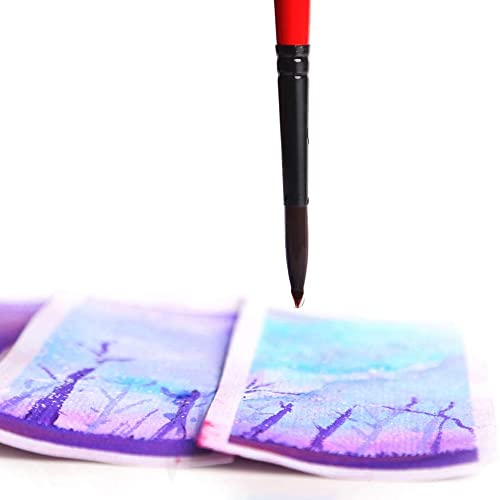 Transon Round Paint Brush Set 9pcs Synthetic Sable Hair for Acrylic Painting Watercolor Painting Gouache Ink Craft and Detail Painting - size: 9PCS Synthetic Sable Red