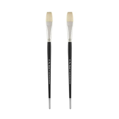 Creative Mark Pro Stroke Premium White Chungking Hog Bristle Artist Paint Brush - Flat # 12-2 Pack - Natural Bristle Brush w/Great Control Suitable for Oils, Watercolors, Acrylics, Alkyds, Caseins - size: 12 - 2 Pack