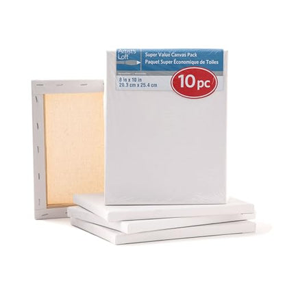 Artist's Loft 10 Count 8” x 10” Super Value Canvas Necessities - Acid Free Cotton Canvas for Paint, Acrylic, & Oils - 1 Pack - size: 8 x 10 inches