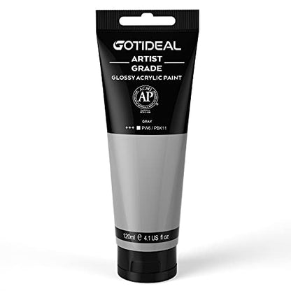 GOTIDEAL Acrylic Paint Gray Tubes(120ml, 4.1 oz) Non Toxic Non Fading,Rich Pigments for Painters, Ideal for Canvas Wood Clay Fabric Ceramic Craft Supplies (Gray) - color: Gray, style: Regular