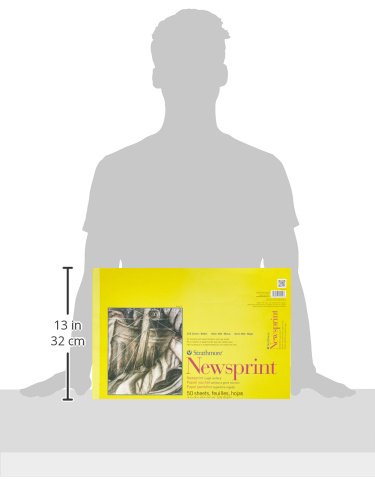 Strathmore 300 Series Tape Bound Newsprint Pad, 32 lb. Rough Paper, 12 X 18 inches, 50 Sheets (307-812) - color: Rough, size: 12x18