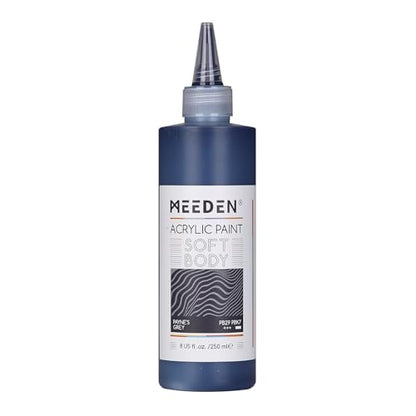MEEDEN Soft Body Acrylic Paint: Payne's Grey Matte Finish - 250ml/8.45oz Bulk Acrylic Colors in Ergonomic Bottle - Fluid Flow Art Paints for Artists Canvas Painting - color: Payne's Grey