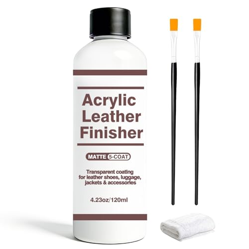 Matte 5-Coat Acrylic Leather Finisher – Clear Flexible Coat for Leather Shoes Protection (Anti-Wear & Anti-Oxidation), Matte Finish for Bags, Jackets & Leather Craft Restoration, 4.23 oz