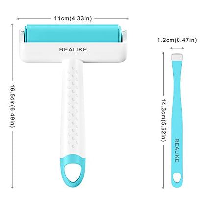 REALIKE Brayer Roller & Mat Tweezers Remover Set Craft Stamping Brayer Tools Compatible with Cricut/Silhouette/Brother Crafting Printmaking