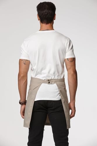 Unisex Waist Apron with Pockets Waiter Bar Half Bistro Apron 4251BY - color: Khaki, size: 1 Pack