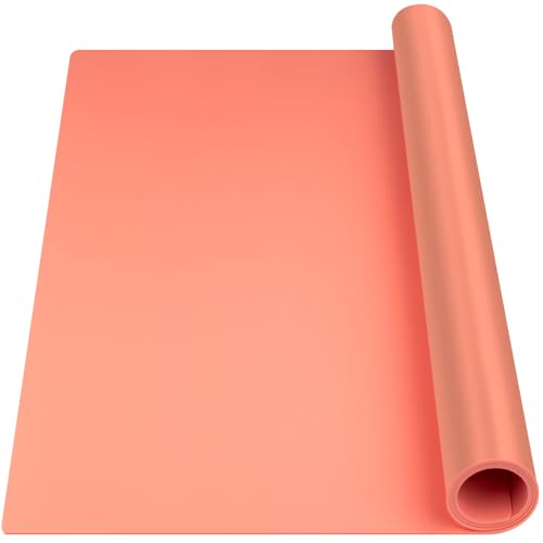 Silicone Mats for Kitchen Counter, Nonslip Silicone Mats for Crafts Countertop Protector Heat Resistant Mat (78.7” x 24” x 0.08”, Coral) - color: Coral, size: 78.7"L x 24"W